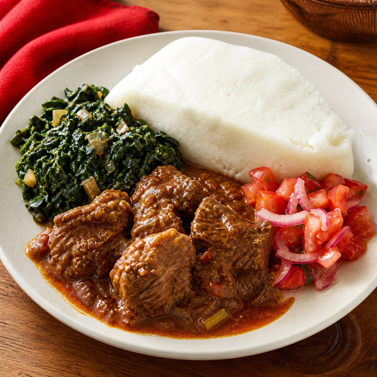 Beef Stew Nshima Plate
