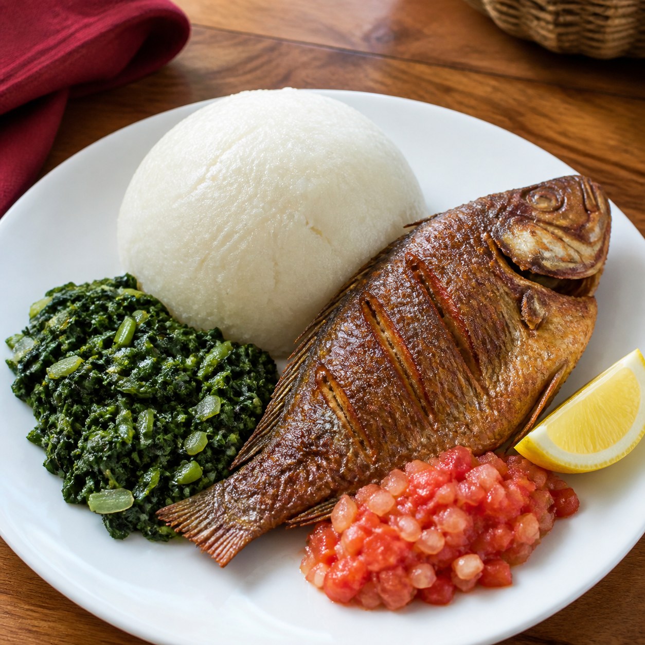 Fried Fish Nshima Plate